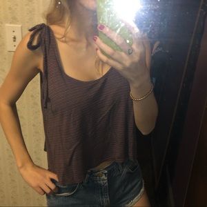 Hinge Bow Tie Strap Stripe Tank Top